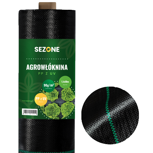 Agrowłóknina Agrotkanina czarna 1,1x50m mata antychwastowa UV 90g 