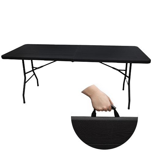 Stół składany cateringowy 180x74cm - Czarny stół w walizce Wood Onyx