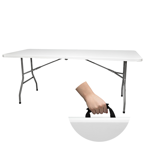 Stół składany cateringowy 180x74cm - Biały stół w walizce Lumina 