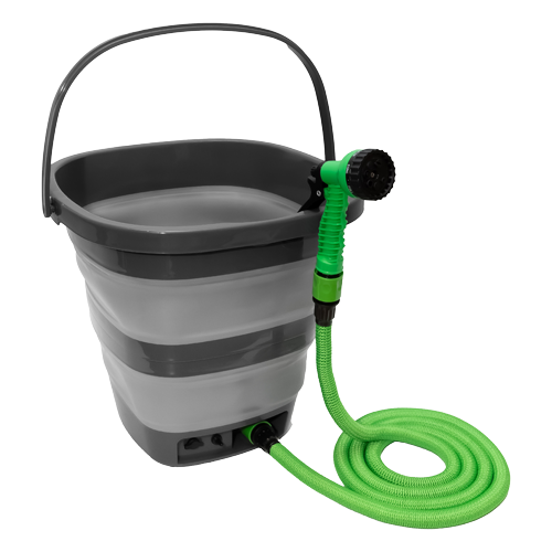 Wielofunkcyjne wiaderko składane z prysznicem grafit 15L Kamper