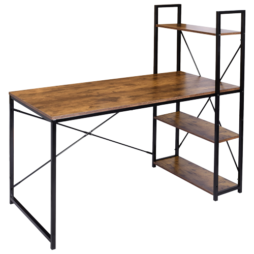 Biurko loft industrialne z regałem 120x60 cm IRON OAK