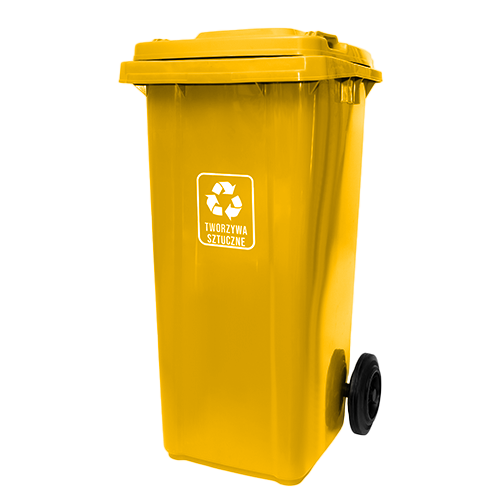 Pojemnik na odpady 120L żółty - kosz do segregacji plastiku i metali
